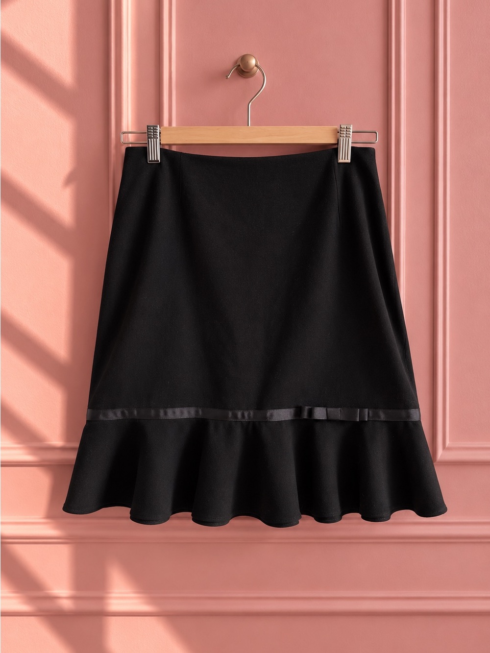 Vintage Briggs New York Black Trumpet Mini Bow Detail Peplum Skirt Size 8
